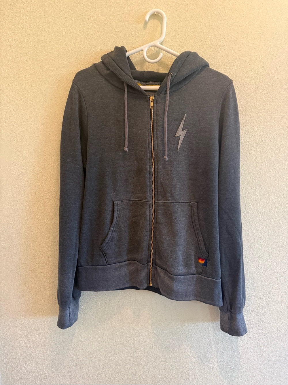 Aviator Nation Men's Charcoal Gray Zip-Up Hoodie Sweater